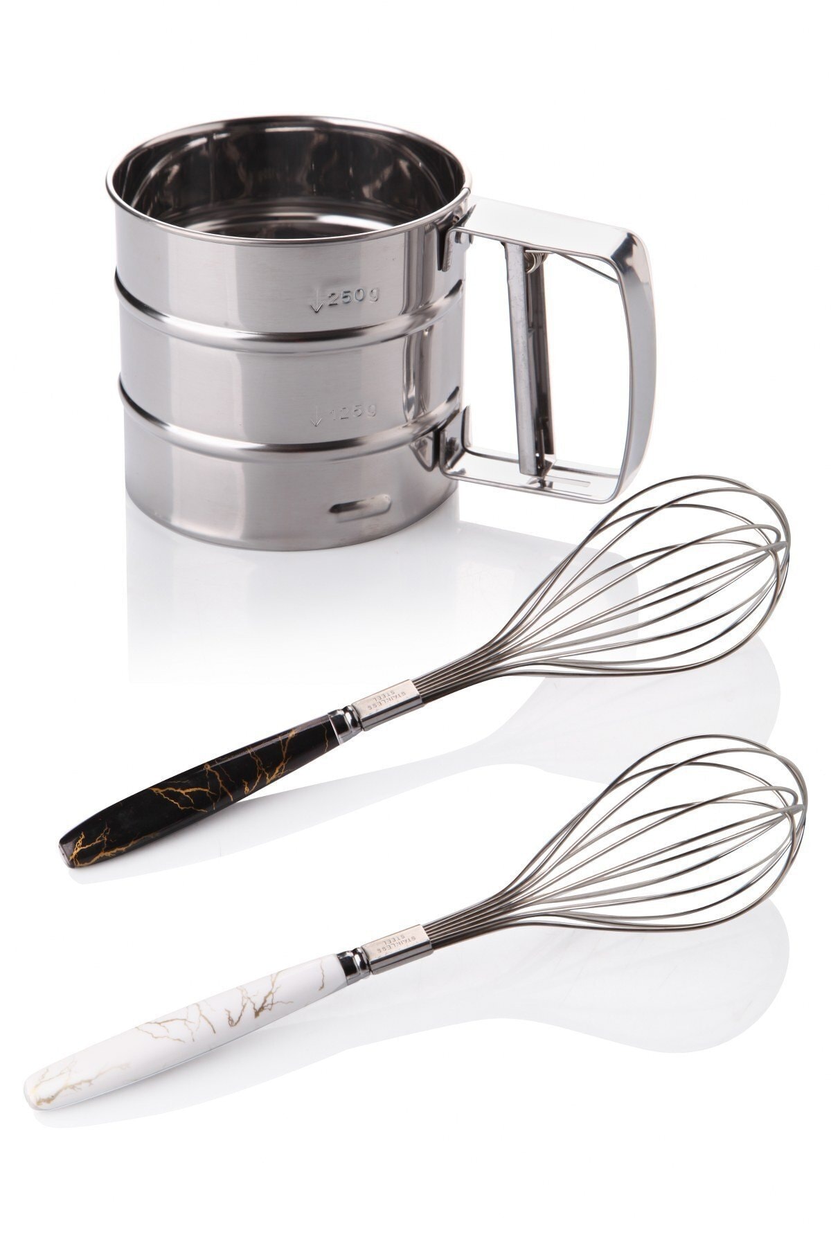 Steel Flour Sifter & 2 Pcs Lux Beater