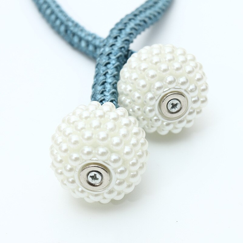 2 pièces de rideaux simples avec perles, sangles à boucle magnétique Simple, corde de cravate sans Perforation, accessoires de décoration