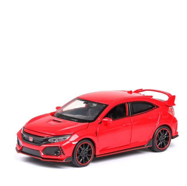 Toy 1:32 HONDA CIVIC TYPE-R Diecasts &amp; Vehicles Metal Car Model Sound Light Toys For Children Christmas Collection: Red No Box