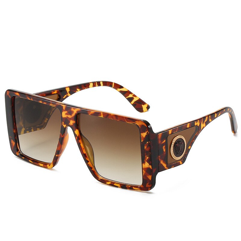 Lunettes de soleil pour femmes, tendance hipster, personnalité, relief latéral, monture carrée, lunettes de soleil pour femmes, verres d'ombrage surdimensionnés: Orange
