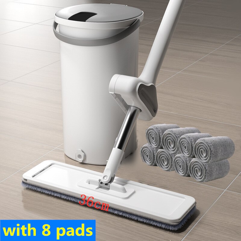 quetschen Mopp Mit Eimer Für Waschen Boden Selbst Reinigung Werkzeuge Flach Wischer Wringen Automatische Hause Helfen Faul Lappen Haus Blitz bietet: A einstellen innerhalb 8 Pads