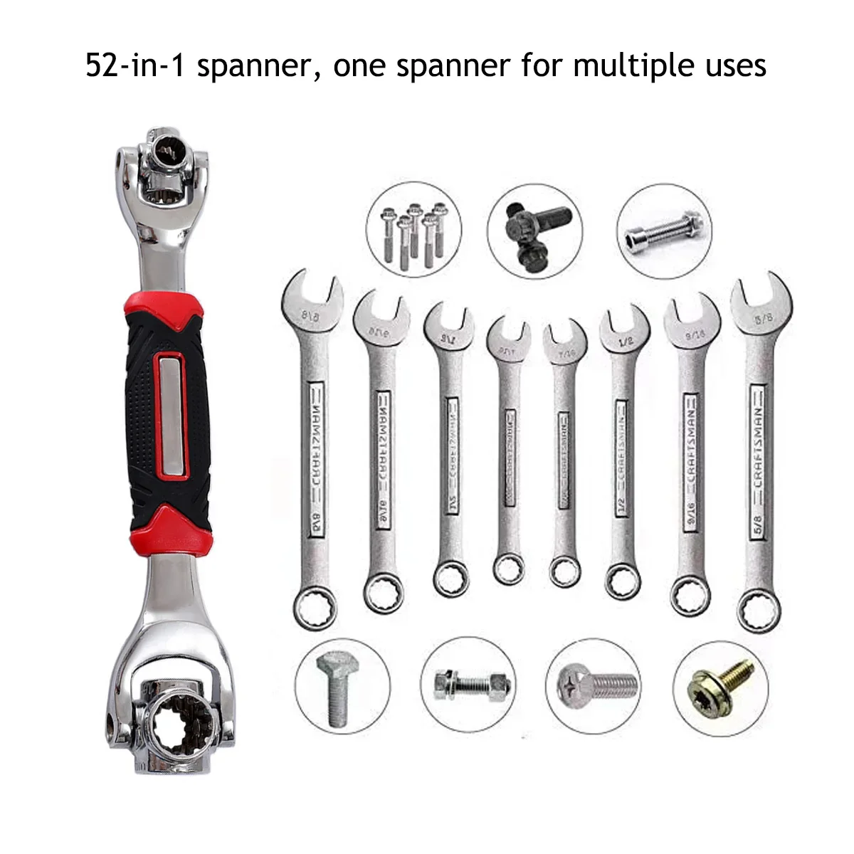 Llave multiusos 360 grados 8-21mm llave universal 52 en 1 juego de llaves de tubo multifunción 8 en 1