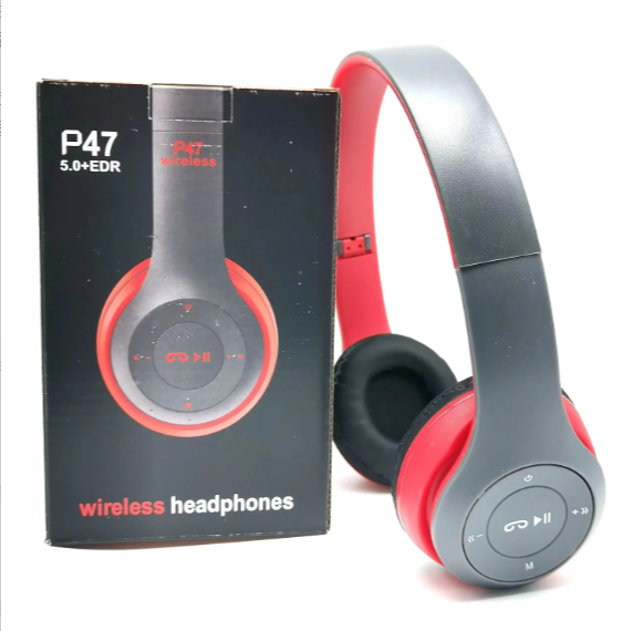 Auriculares inalámbricos Bluetooth 50 Bajos estéreo HIFI plegables con micrófono Adaptador USB para juegos de iPhone: Rojo