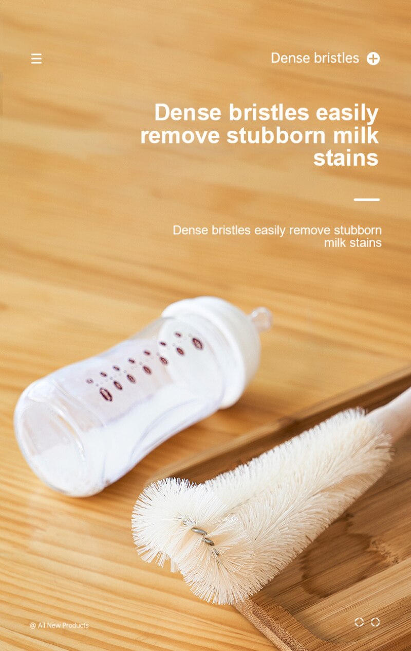 Extra Long Wooden Handle Cup Brush Baby Bottle Brush Set Nylon Kitchen Glass Vacuum Flask Cleaning Cup Brush