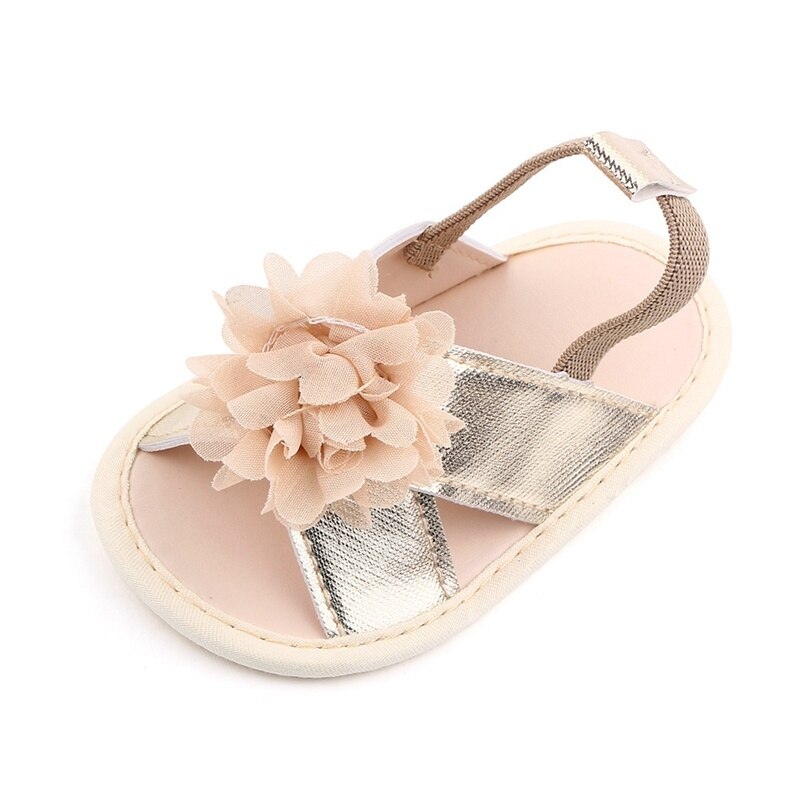 Sommer Baby Mädchen Sandalen Prewalker neugeboren Kind PU Leder Blume Kleinkind Neugeborenen Prinzessin Weiche Sohlen Anti-Unterhose lässig Baby schuhe: golden / 11cm(0-6 Monat)