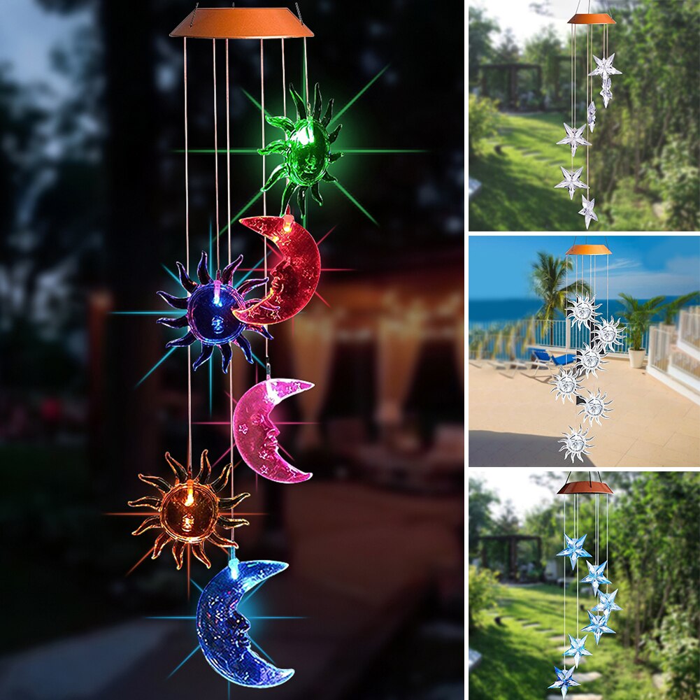 Außen Mobilen Wind Chime Licht Led Hängen Solar Powered Garten Spirale Lampe Tragbare Wasserdichte Farbwechsel Dekorative