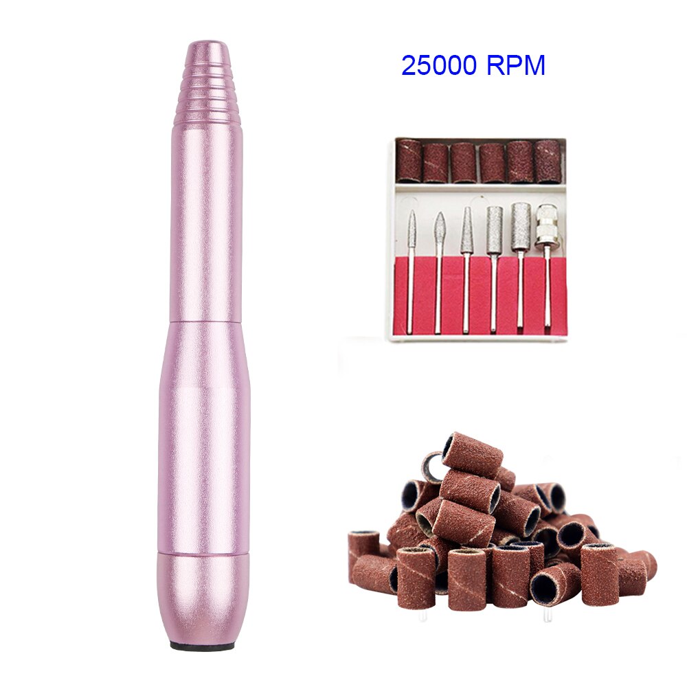 35000RPM Portable Electric Nail Drill Machine Nail File Kit for Manicure Pedicure Polishing Tools for Home Salon Use: 25000RPM