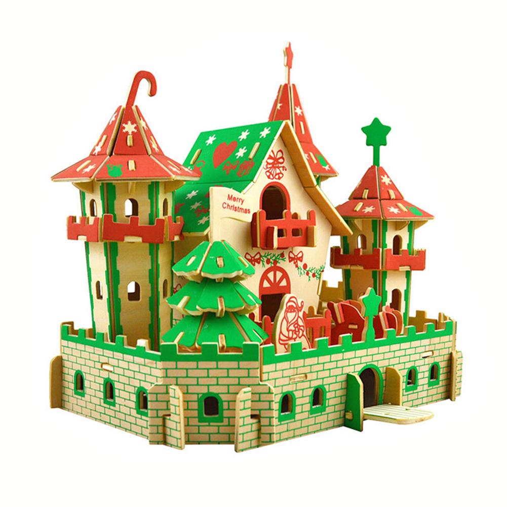 Kasteel Model Assemblage Grappige 3D Houten Hoge Lichtgewicht Originaliteit Prachtige Kerst Puzzel Speelgoed Puzzel Ornamenten
