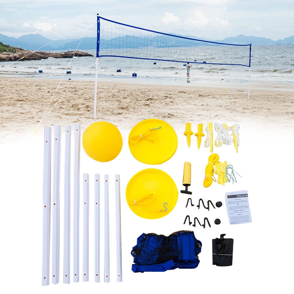 Tennis øvelse volleyball net sæt sommer strand badminton bærbar quickstart justerbar højde foldbar udendørs sports mesh