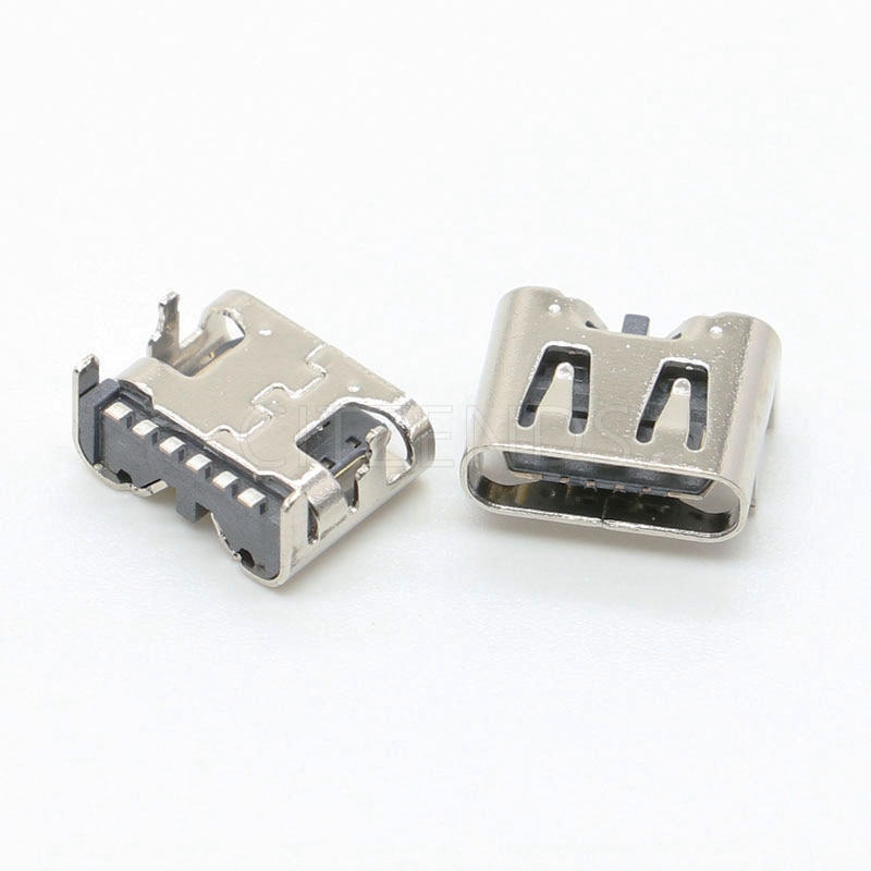 10 unids/lote de conector USB tipo C de 6 pines, Conector Micro USB tipo C, USB 3,1, DIP de colocación hembra para puerto de carga de teléfono móvil