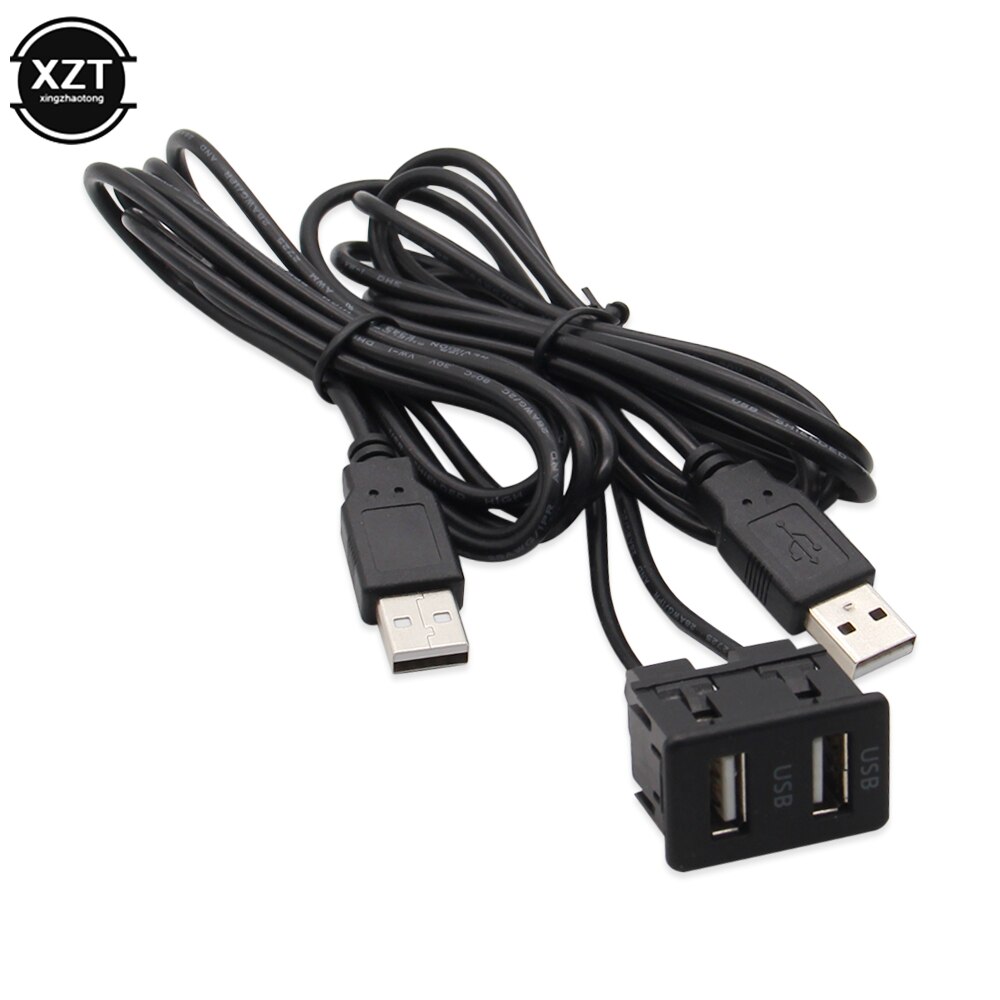 150CM Car Dash Flush Mount Dual USB Port Panel Auto Boat Double USB Extension Cable Adapter forVolkswagen forToyota