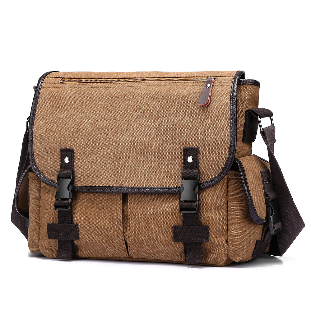 Men's Casual Canvas Briefcase with Wear-Resistant High Features - Style Large Capacity Men's Backpack Shoulder Bag: Brown