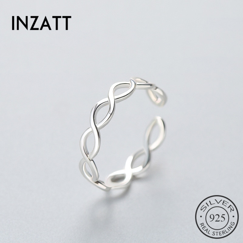 Inzatt klassieke echte 925 sterling zilveren ring met golvende wikkeling voor dames, feest, fijne sieraden, anillos mujer