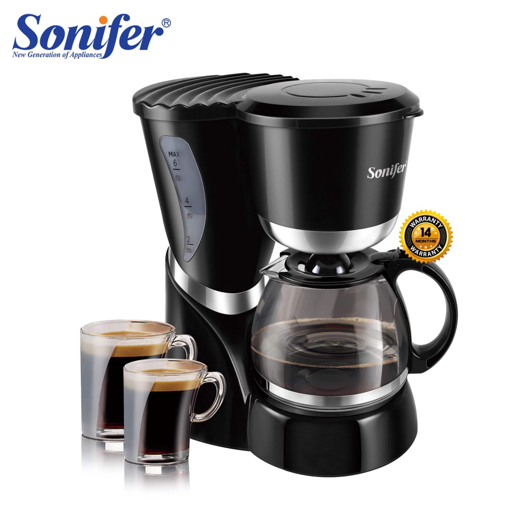 Elektrisk dryp kaffemaskine 800w husholdnings kaffemaskine 15 kop te kaffekande mælk kaffemaskine til 220v sonifer