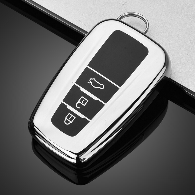 Car TPU Remote Key Cover Case Holder For Toyota CHR Prado Prius Camry Corolla RAV4 Accessories: silver
