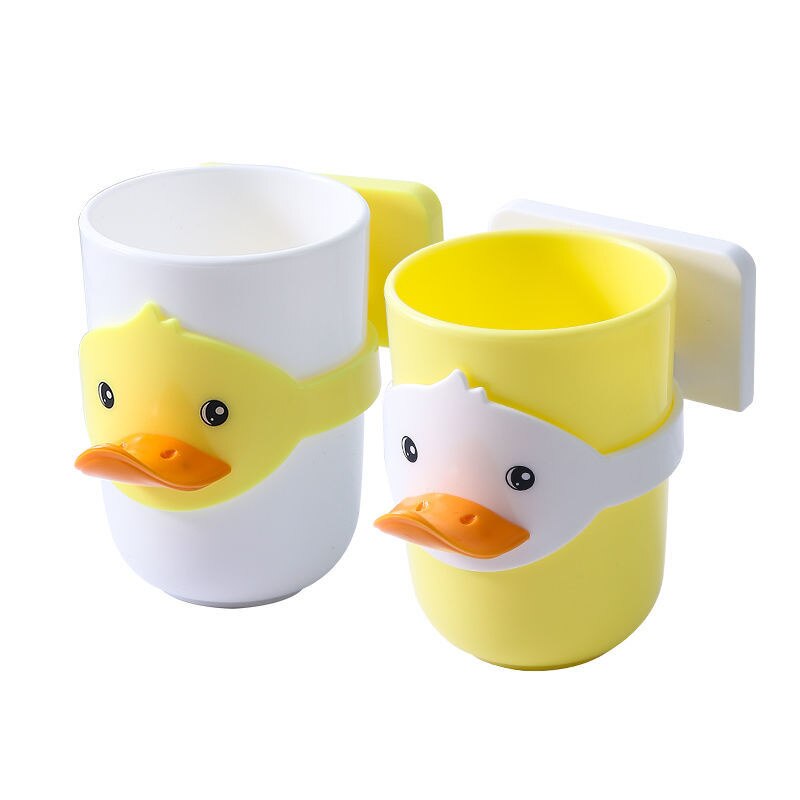 Porte-brosse à dents pour enfants, joli porte-brosse à dents , ensemble de lavage mural Non perforé, tasse de lavage dentaire