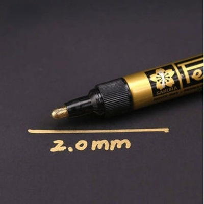 Sølv guld tusch harpiks maling spejl krom metallisk håndværk pen vand uv resistent elev forsyninger gør-det-selv maling tilbehør: 2mm- guld