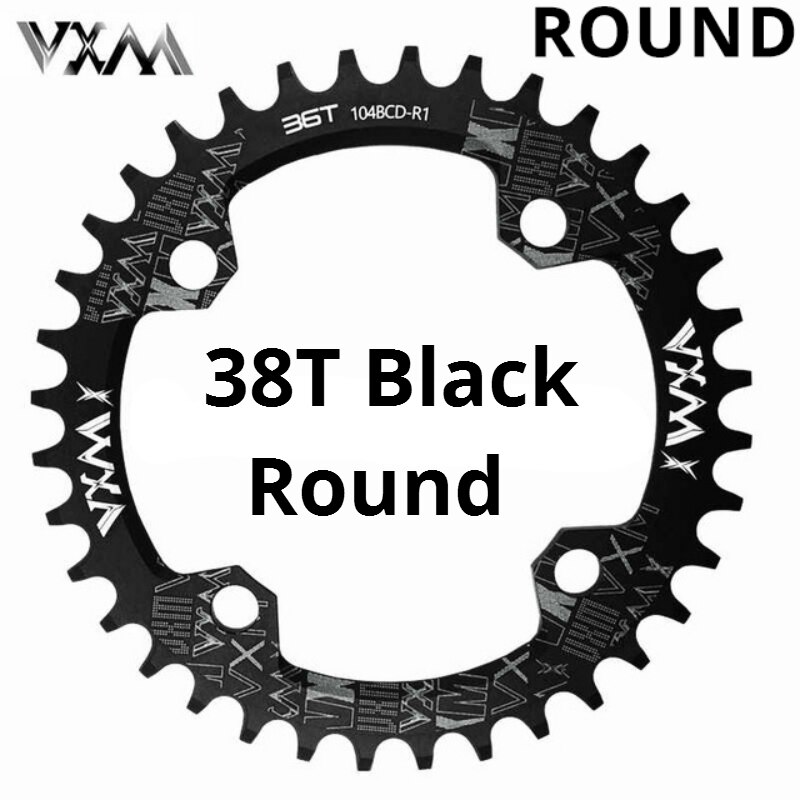 Plato ancho estrecho y ovalado vxm para bicicleta de montaña , 104bcd , 30t 32t 36t 34t 38t piezas de placa dentada, 104bcd .: 38t rondas negras
