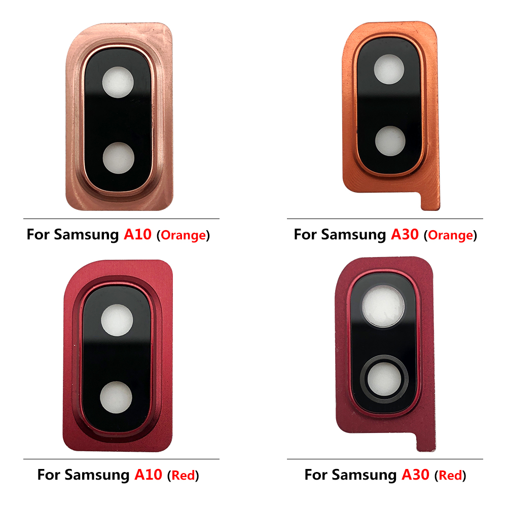 Back Camera Glass Lens + frame For Samsung Galaxy A10 A30 A40 Rear Housing Back Cover With Metal Frame Holder Replacemen