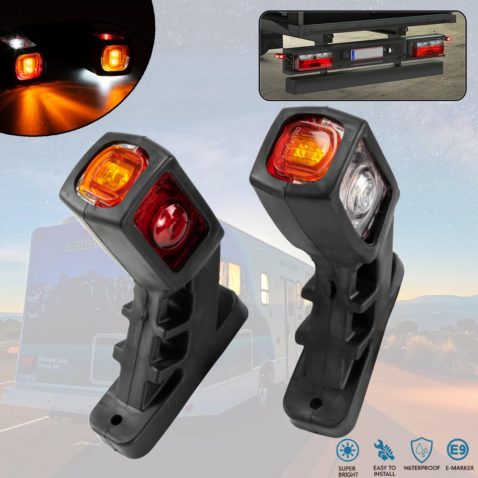 Waterproof Stalk Side Marker Light Outline LED 3 Face Red Amber White Blinker Signal Lamp Trailer Lorry Truck Caravvan Camper