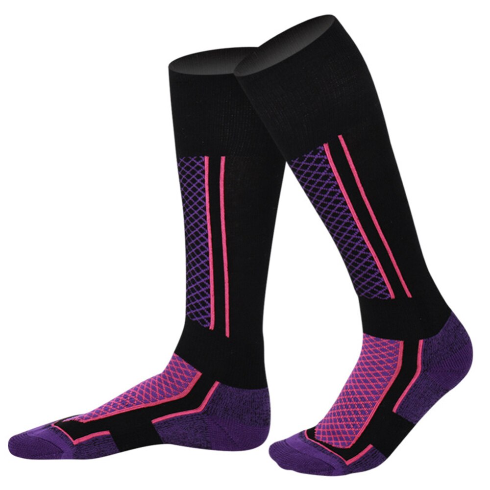 Ski Socken Verdicken Winter Sport Männer Frauen Lange Warme Atmungs Freien Skifahren Snowboarden Thermische Socken Neue: Purple black