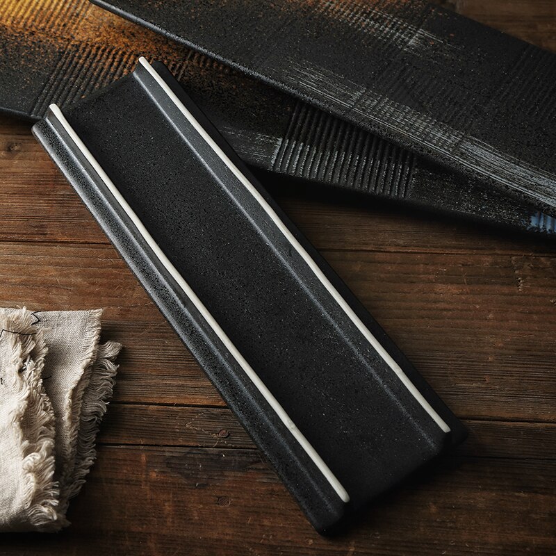 Rectangular sushi dish sashimi plate cold dish flat plate Japanese ceramic dish vintage restaurant strip plate