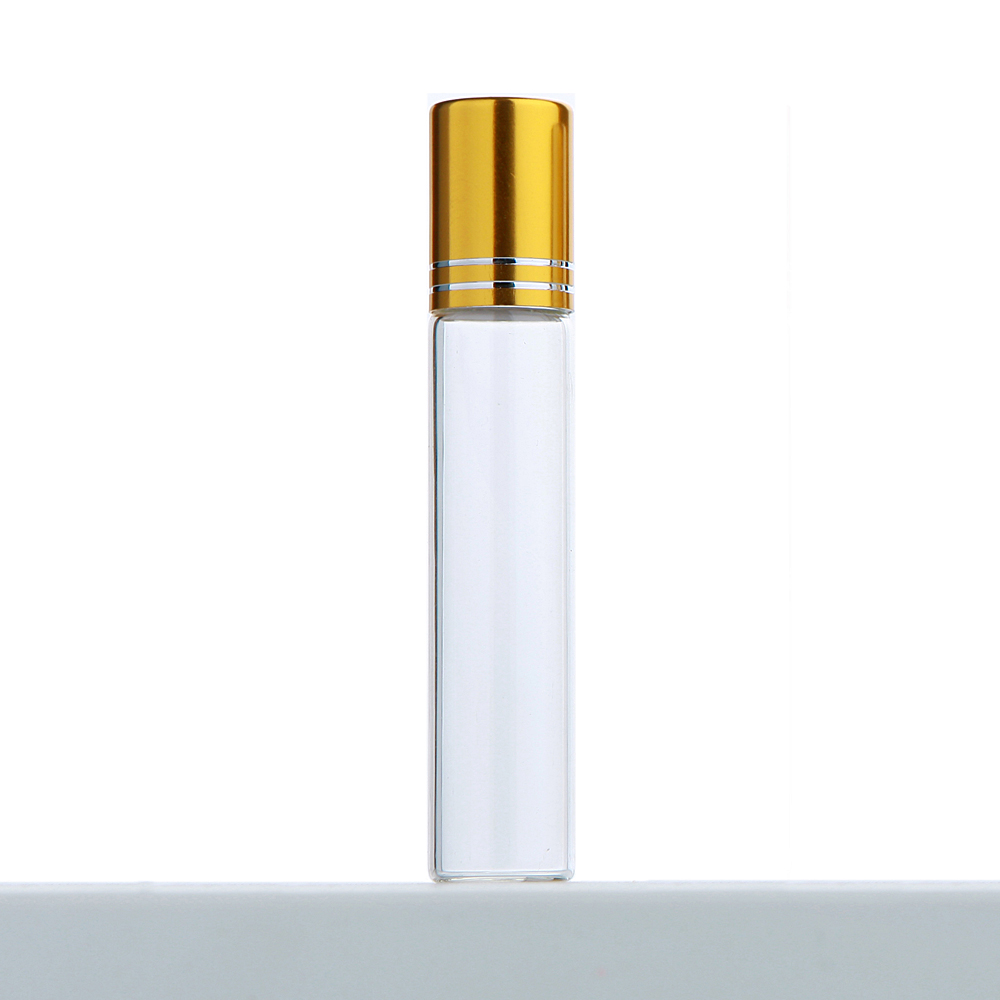 50Pcs/Lot 10ml Clear Glass Roller Essential Oil Bottle With Box Roll On Perfume Bottle Cosmetics Container Print LOGO Pay Extra: plum / 18ml