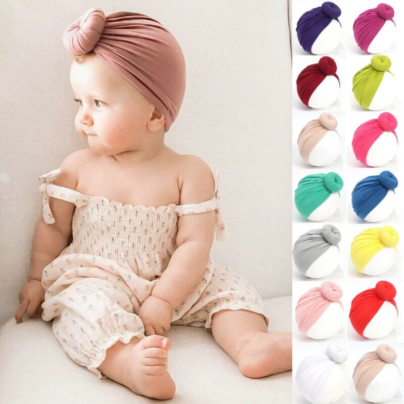 Neugeborenen Kleinkind Kinder Mädchen Baby Kleinkind Turban Verknotet Bogen Hut Cap Stirnband Haarband Headwear Reine Farbe Nette