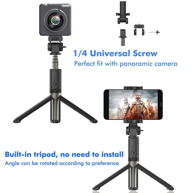 1-Axis Handheld Gimbal Stabilizer for Smartphone, Time-Lapse Object Tracking, Pan-Tilt Tripod with Built-In Bluetooth Remote(Bla