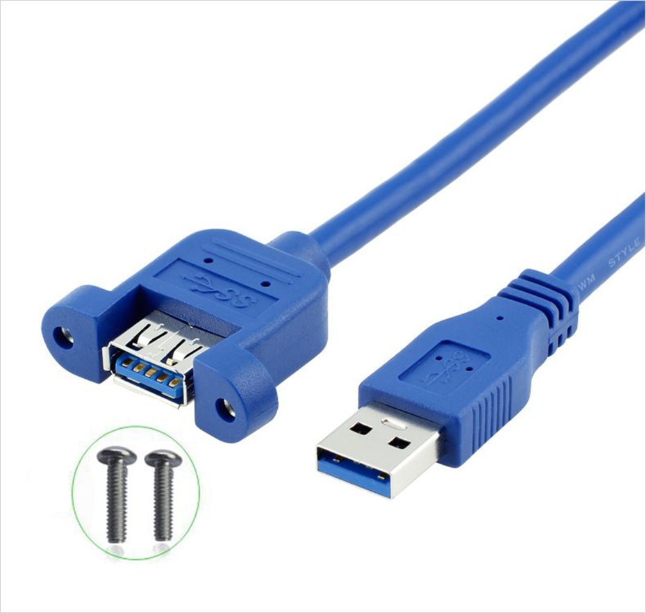 Usb Kabel 3.0 Extension Man-vrouw Extender Cable Cord Dual Afgeschermde Schroef Panel Mount 0.3M 0.6M 1M 1.5M 3M 5M