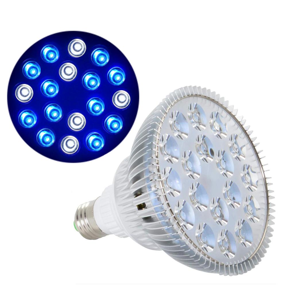 54w led kæledyr belysning akvarium lampe led akvarie lys plante pære til saltvand marine koralrev sump alger uv ir rød blå: 12 blå 6 hvide