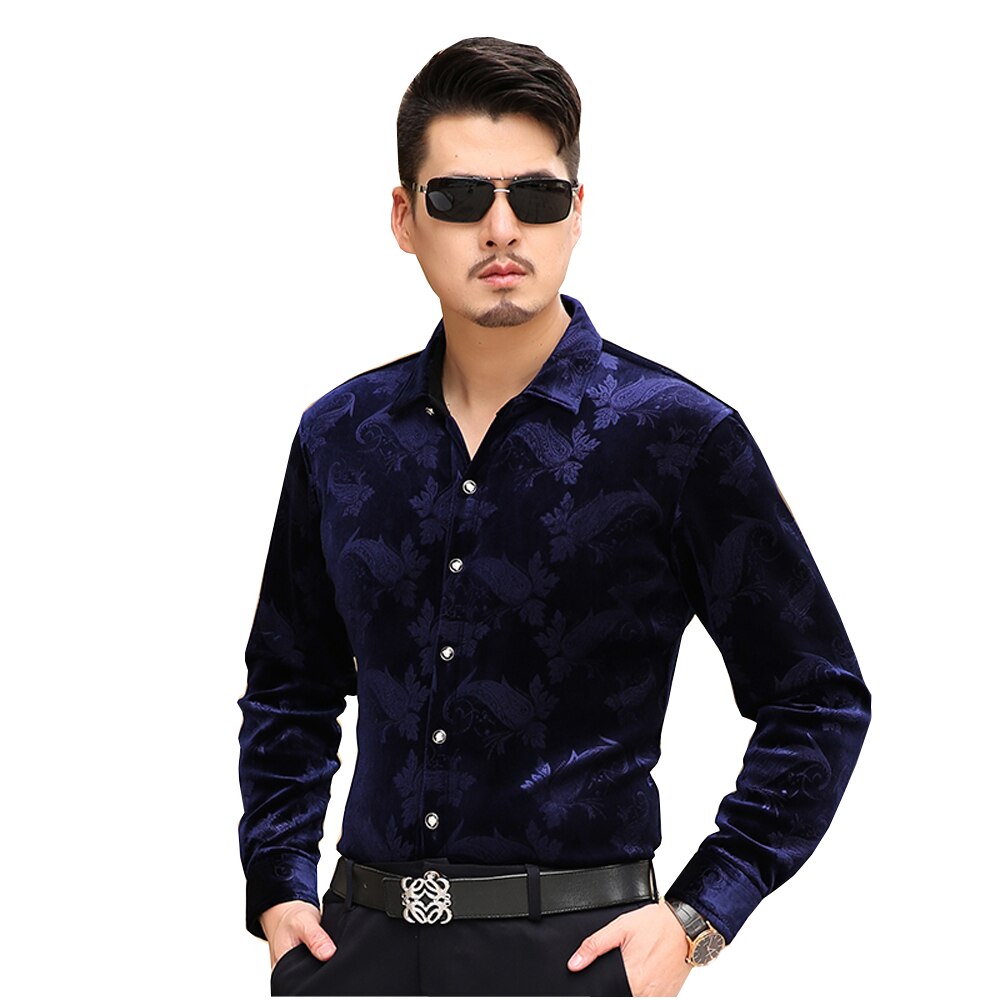 KUYOMENS Men Shirts Long Sleeve Velvet Dress Shirt Man Business Chemise Masculina Camisa Vetement Homme