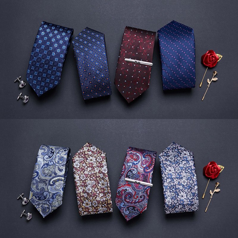 Men's Print Pattern Ties for Men 7.5 cm Neckties Polyester Jacquard Gravatas Wedding Ties Fit Workplace