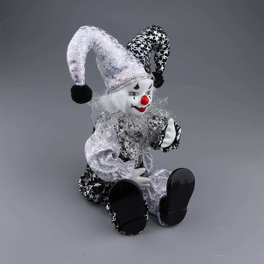 Muñeca de arlequín de Porcelana Vintage con pies colgantes, muñeca de circo, C
