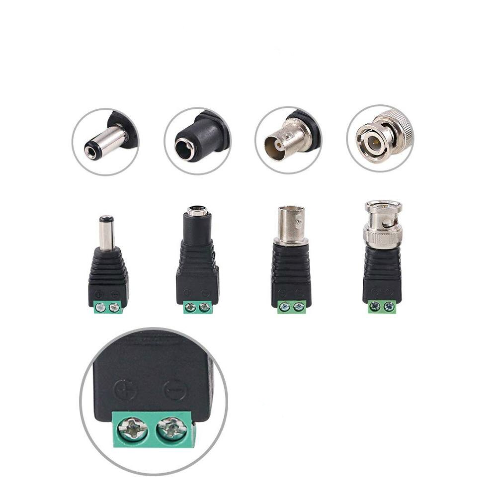 2.1x5.5mm Female and Male DC Power Adapter Connector Coaxial Camera Video BNC Male and Female Balun Connector for Coax Cat5 CCTV