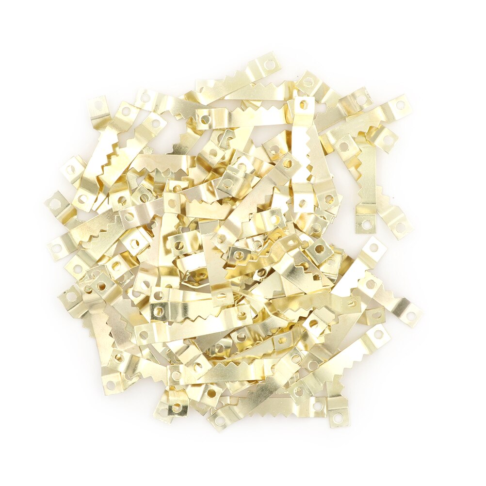 100 stk sorte ingen søm billedramme kroge savetand savtand bøjler 40*7mm: Guld