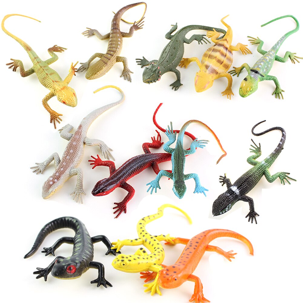 12 stk mini simulering firben gekko dyremodeller magisk trick børn uddannelse legetøj figurer sæt