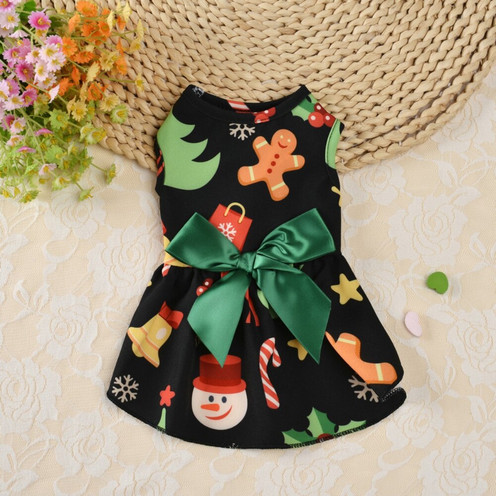 Vestido de Navidad para perros y mascotas, faldas con lazo, para Festival de cachorros, pequeñas, medianas y grandes