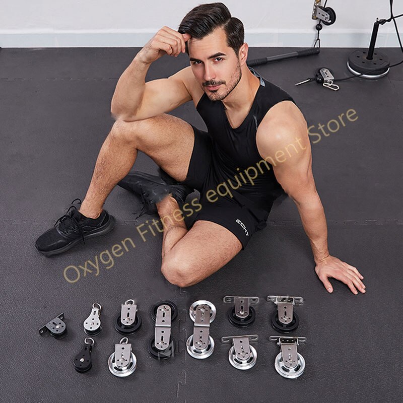 Fitness Pulley Cable System Aluminum Alloy Nylon Grooved Pulley Wall-mounted Rotating Silent Pulley DIY Lat Pulldown Attachments