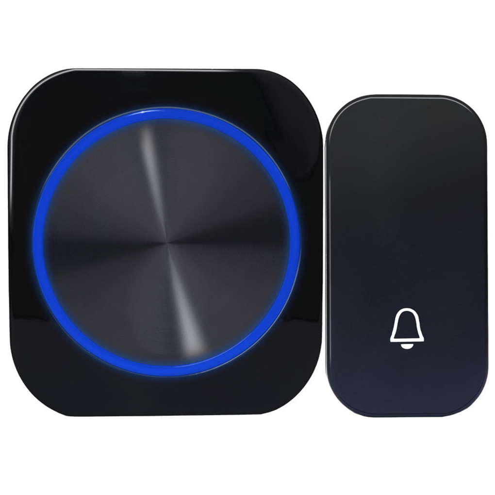 Self Powered Wireless Waterproof DoorBell Door Bell Night Light No Battery Smart Home 1/2 Button 1/2 Receiver EU Plug: Black M688-11 EU