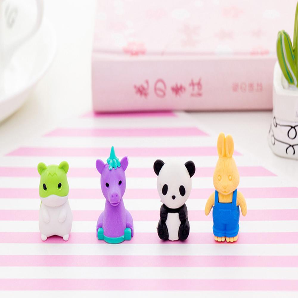 4 Pièces/ensemble de Panda de Dessin Animé Mignon Animal Boîte Gomme Dessin Animé Mini Gomme Pour Enfants École Bureau Papeterie Fournitures de Correction