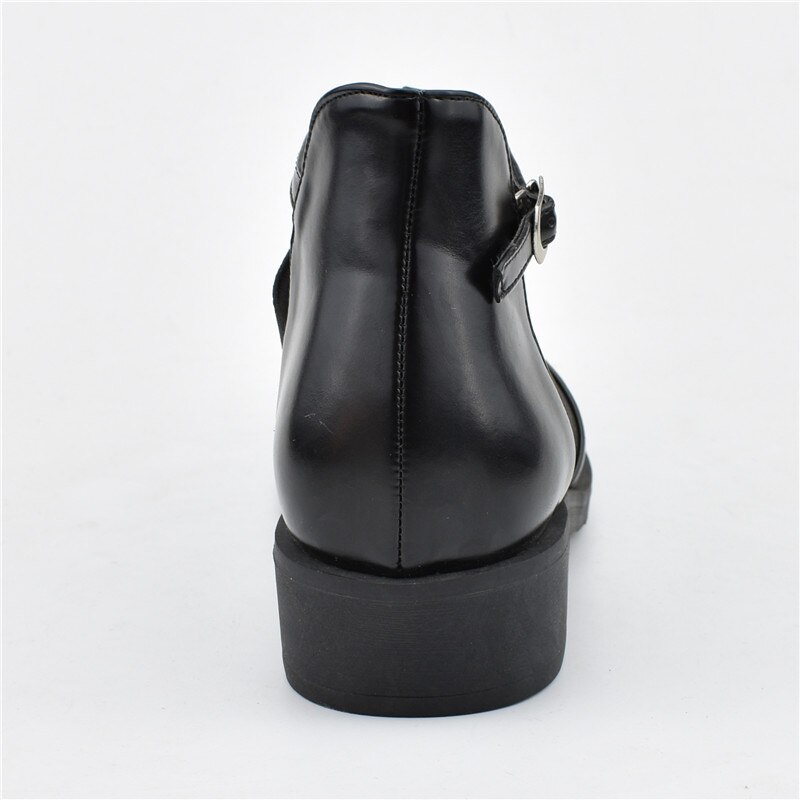 Odetina Mode Dames Casual Platte Schoenen Met Gesp Vrouwen T-strap Enkelbandje Flats Ronde Neus Lente Herfst Schoenen big Size 43