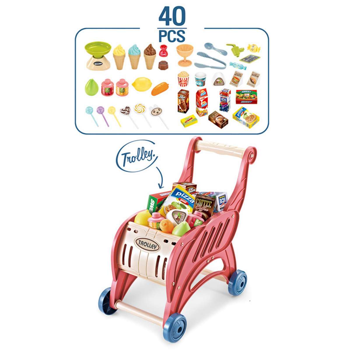 Simulazione per bambini carrello carrello giocattolo taglio frutta e verdura supermercato shopping impostato da gioco in plastica