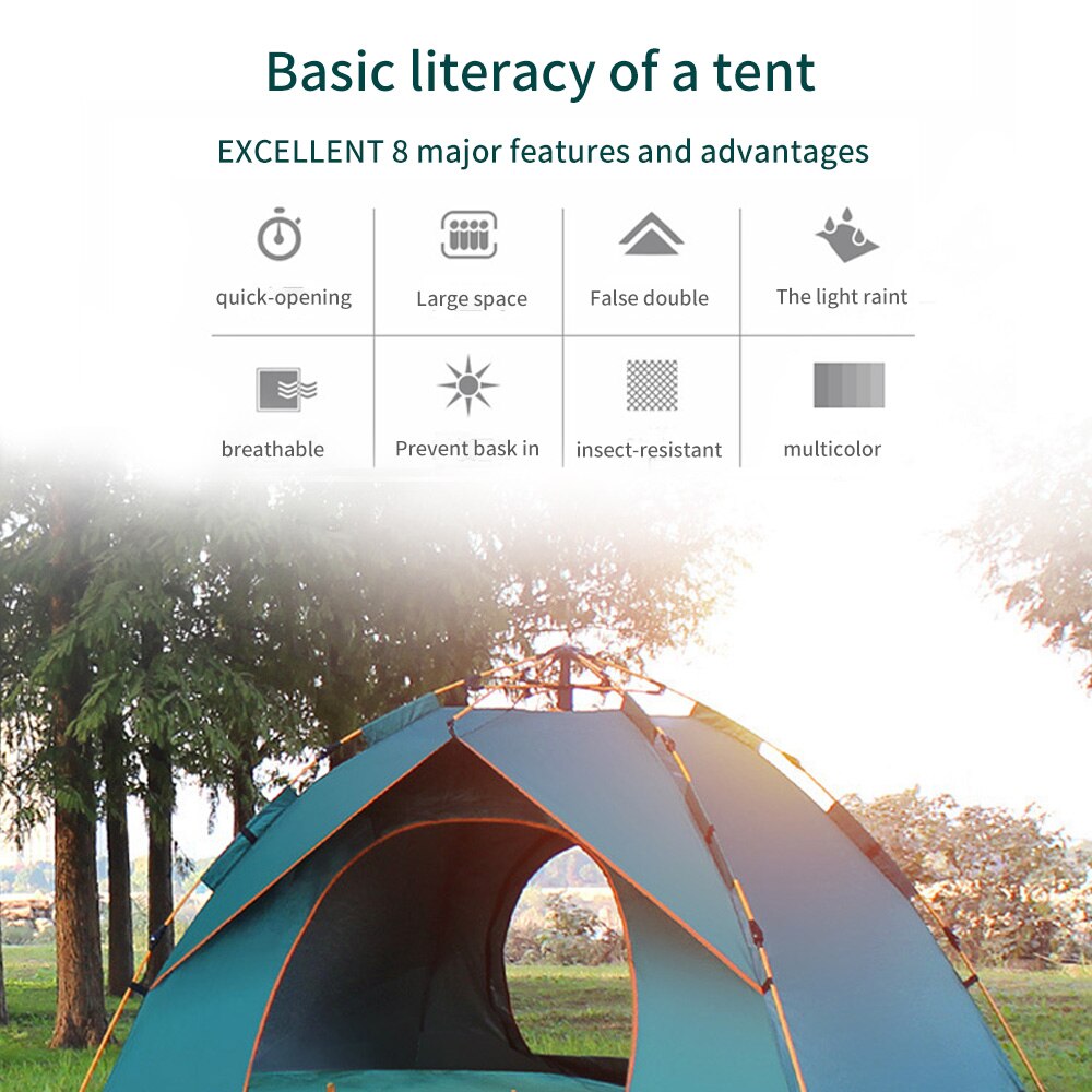 Tente Pop-up Automatique 3-4 Personnes - Double Couche étanche - Polyester - Camping Facile