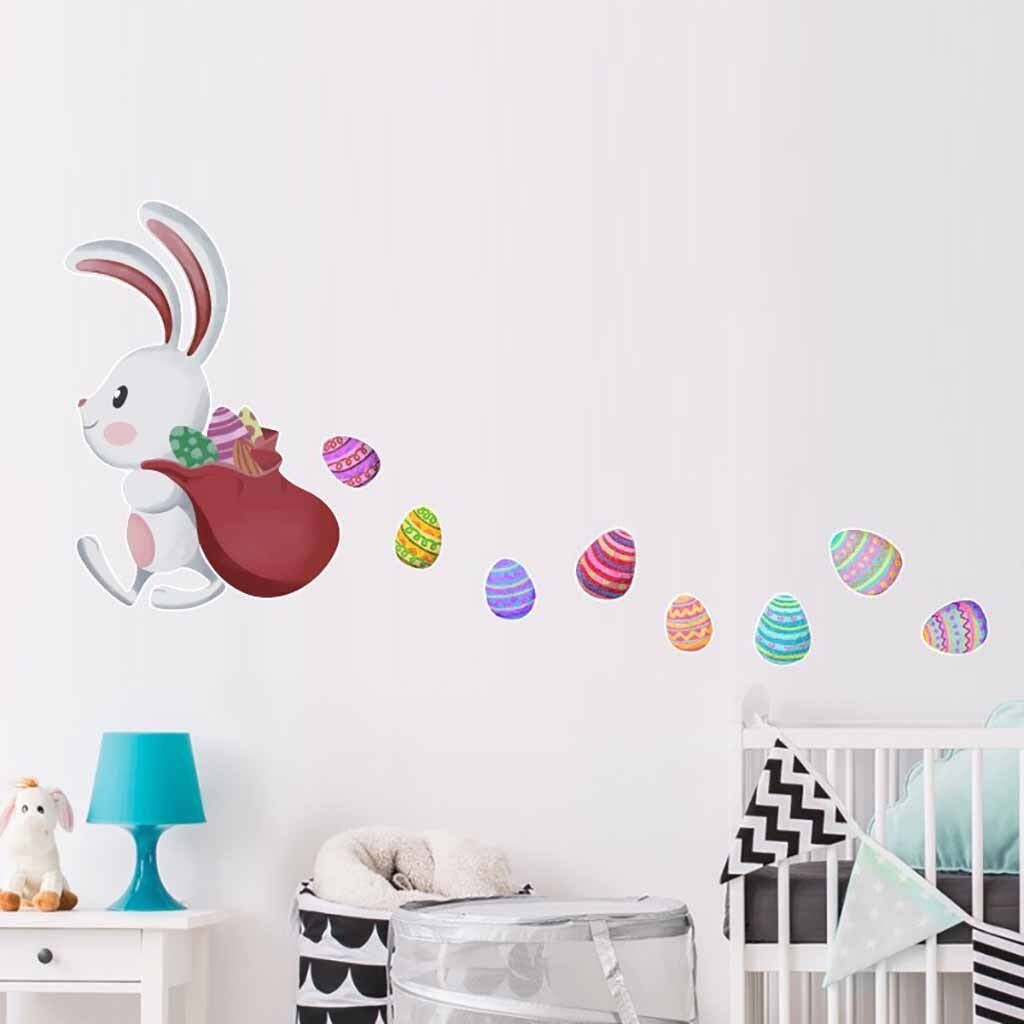 Easter Window Clings Decals Carrot Bunny Egg Window Sticker for Wall Door Decor Easter Party Home Decor Animal Sticker#30: A