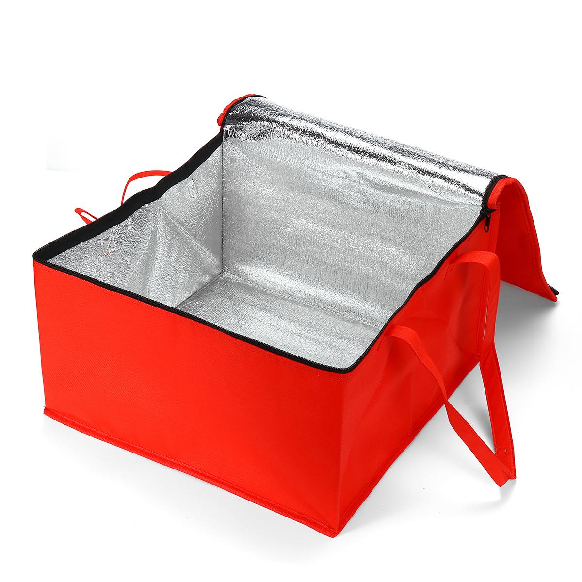 10/12 tommer frokost køletaske isolering folde picnic bærbar ispose mad termisk taske madpose drikkebærer pizza: Rød / 12 tommer