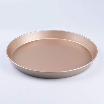 Metalen Bakken Ronde Pizza Plaat non-stick Bakken Gerecht Gereedschap Pizza Lade Thuis Tortilla pan Brood En Brood Gecanneleerd pie Pannen PM-001: Gold 10 inch