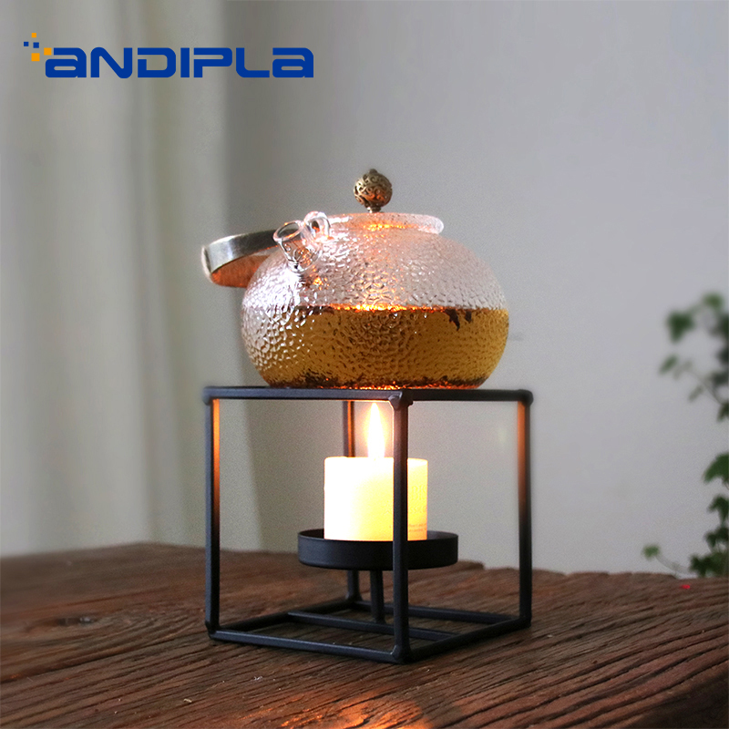 Estilo japonés hecho a mano breve arte del hierro estante para té blanco vela soporte Alcohol luces hervidas flor té casa calentar la Base