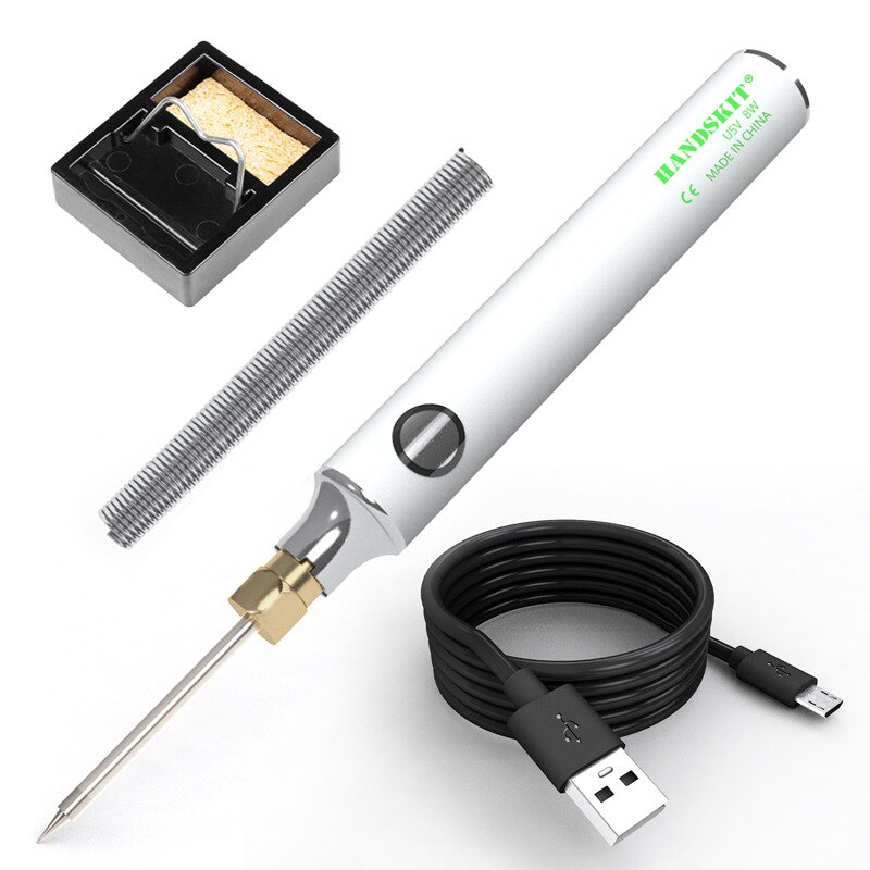USB Soldering Iron Electric Soldering Iron 8W 5V Tin Soldering Iron with regulator wired Kit soldering stand: 1 Tip
