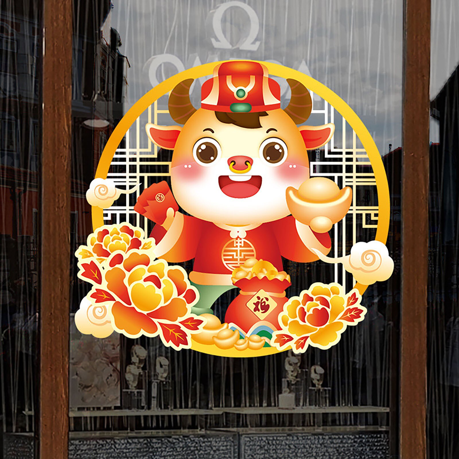 Happy Year Chinese Wall Decals Removable Home Decor Window Glass Stickers Chinese Festival Decorations Pegatinas